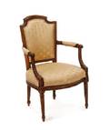 Louis XVI Period Carved Fauteuil en Cabriolet