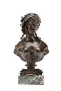 French School Maiden with Bonnet Bronze