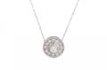 Ladies 14K WG  Diamond Round Pendant Necklace