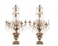 Pair Italian Five Arm Turned Giltwood Candelabrum