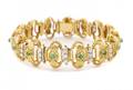 Ladies 18K Yellow Gold Diamond  Emerald Bracelet