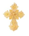 Handmade 18k Yellow Gold Filigree Cross Pendant