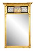 American Federal Style Eglomise Trumeau Mirror