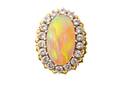 18k Yellow  White Gold Ring w Opal  Diamonds