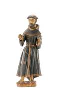 Carved Polychrome Wood Santos Figure St Francis