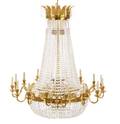 Palatial Gilt Metal  Glass 28 Light Chandelier