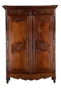 French Provincial Carved  Stained Oak Armoire