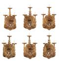 Set of 6 Italian Florentine Style 3Light Sconces