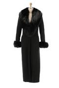 Gai Mattiolo Black Fox Fur  Wool Coat