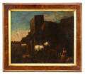 Italian School Capriccio with White Horse Oil
