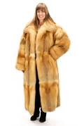 Red Fox Fur Coat with Embroidered Silk Lining