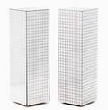 Pair Hollywood Regency Square Mirrored Pedestals