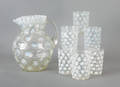 Clear and opalescent glass sevenpiece lemonade set