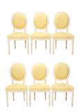 Set of 6 French White Louis XVI Style Chairs