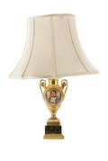 Old Paris Porcelain Gilt Urn Lamp w Napoleon