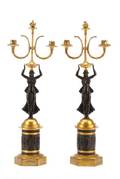 Pair French Empire Style Figural Candelabras