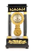 French Empire Style Ormolu Mounted Portico Clock