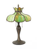 Slag glass table lamp