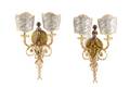 Figural French Gilt Bronze TwoLight Sconces