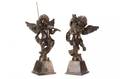 Pair Bronze Putti with Instruments Style of Tacca