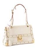 Louis Vuitton White Leather Studded Shoulder Bag