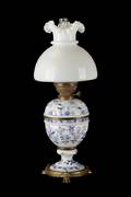 Blue Onion Porcelain Oil Lamp Meissen attr