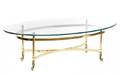 Brass  Glass Top Oval Coffee Table La Barge