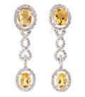 Ladies 14k White Gold Citrine  Diamond Earrings