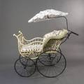 Cream Painted Wicker Baby Carriage or Buggy