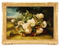White Roses Oil on Canvas 20th C