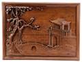 Chinese Carved Wood Relief Plaque Cherry Tree