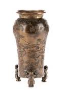Japanese Meiji Bronze Vase with Figural Feet
