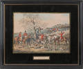 Set of four lithograph fox hunt scenes