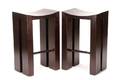 Pair of Stained Scooped Seat Bar Stools