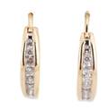 Pair 14k Yellow Gold  Diamond Hoop Earrings