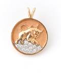 Ladies 14k Yellow Gold  Diamond Zodiac Pendant