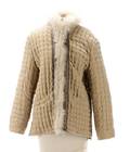 Etro Quilted Cream Velvet Coat w Fox Fur Trim