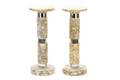 Pair Marble  Chromed Metal Pedestals