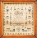 Silk on linen sampler dated 1826