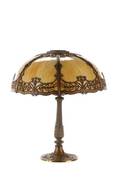 American Art Nouveau Style Slag Glass Table Lamp