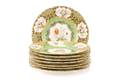 Set of 8 Minton Green  Gilt Floral Motif Plates