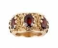 Ladies Scalloped 14k Yellow Gold  Garnet Ring