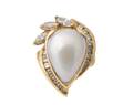 Ladies 18k Yellow Gold Mabe Pearl  Diamond Ring