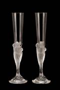 Pair of Erte Flute Majestique Crystal Champagnes