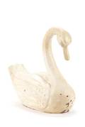 Substantial Painted and Carved Wood Swan