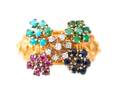 Ladies 18k Yellow Gold  MultiStone Floral Ring