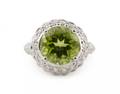 14k White Gold Peridot  Diamond Cocktail Ring