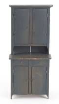 Childs painted pine stepback cupboard 19th c