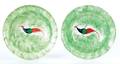 Pair of green spatter soup bowls 19th c
