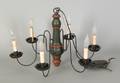 Two reproduction tin and painted wood chandeliers